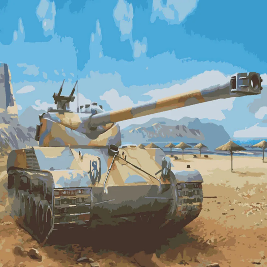 Набор для рисования по номерам на холсте боевой танк 2017 | Дом и сад