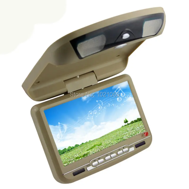 Best Free shipping 9inch car roof  dvd player with USB/SD/IR/FM/wireless game 180 degree rotatable screen built in speakers 2