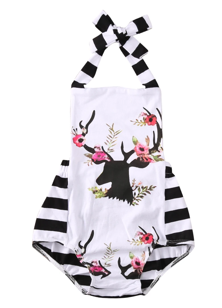 

US STOCK USA Toddler Infant Baby Girl Floral Deer Romper Jumpsuit Outfit Clothes Cute Newborn Baby Girls Romper