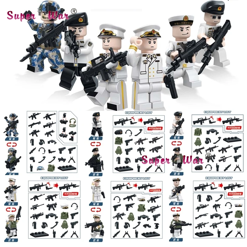 

60pcs world war ww2 Military Soldier Weapon Guns Collection building blocks action bricks boy toys for kids children