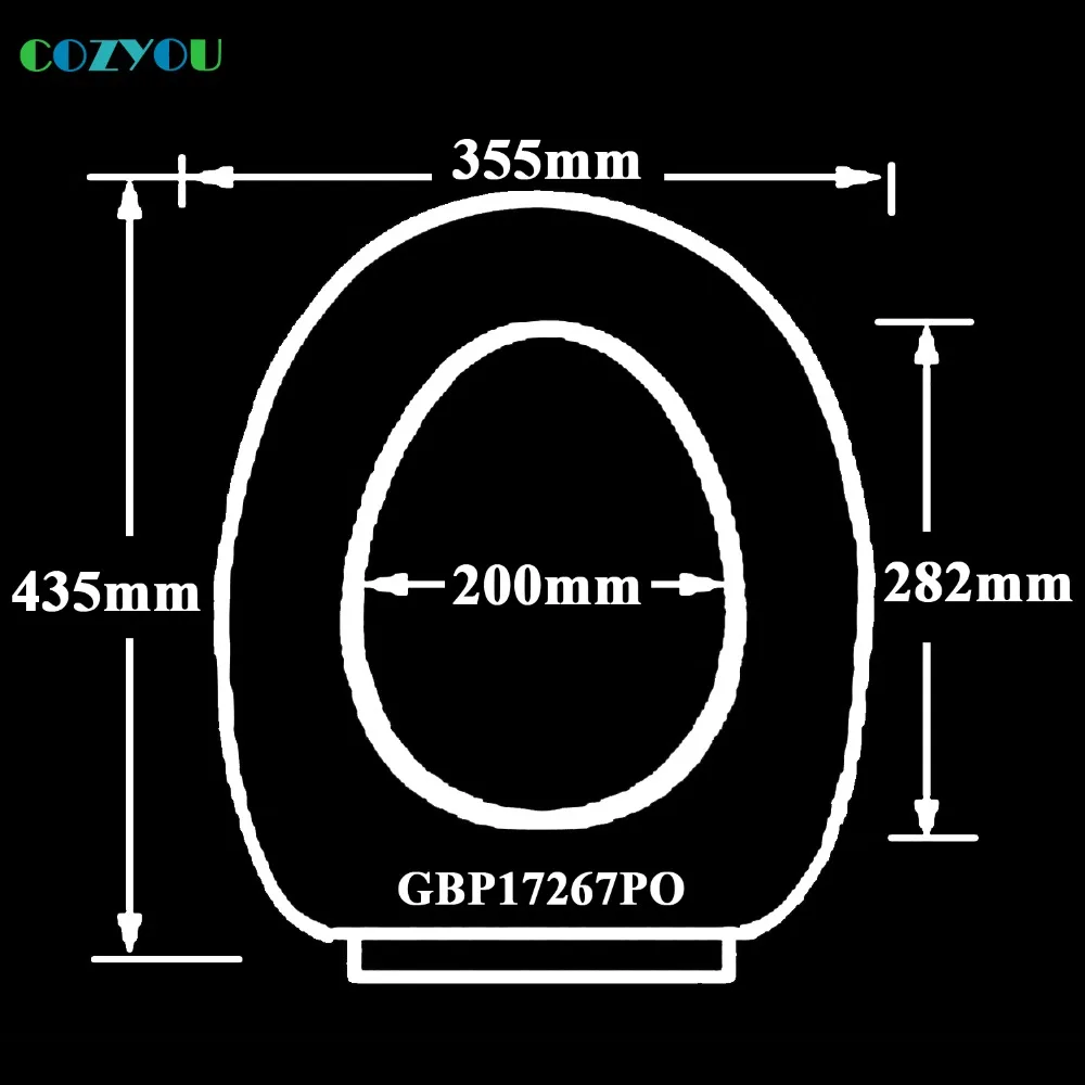 Сиденье для унитаза GBP17268PO белый круглый тип медленное закрытие ПП доска медленное закрытие выше длина установки 423 до 470 мм, ширина 360 до 380 мм