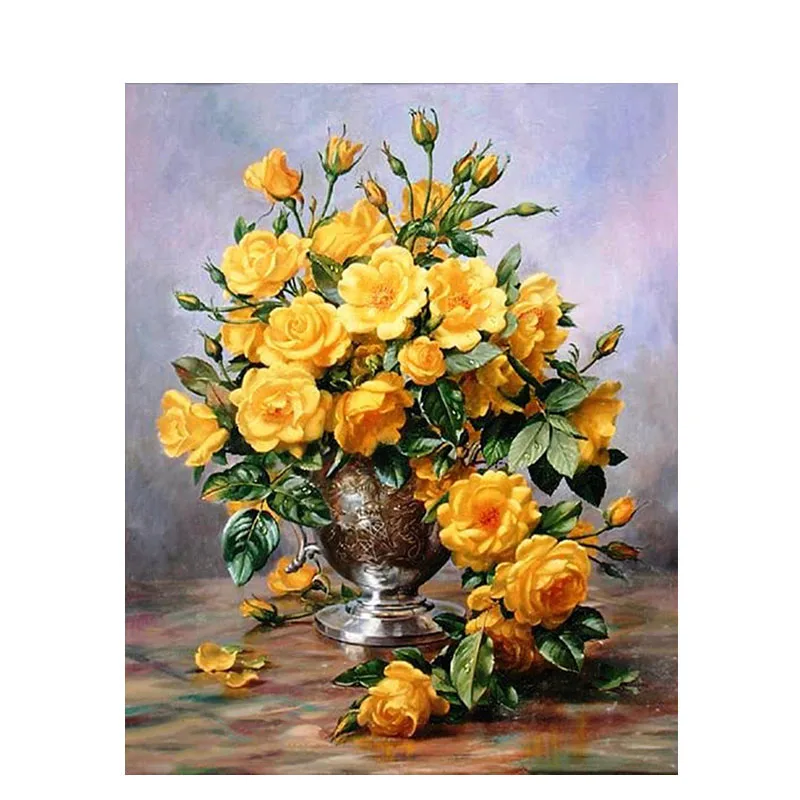 Yellow Flowers Vase Flower DIY Digital Painting By Numbers Modern Wall Art Canvas Painting