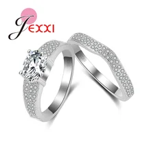 JEXXI Noble Princess Wedding Ring Set 925 Sterling Silver AAA Cubic Zircon Cz Diamond Bjioux Rings Wedding Accessories Jewelry