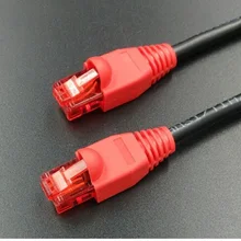 New 30m 98ft 20m 65ft CAT5e Cabo Flat CAT 5e UTP Ethernet Network Cable RJ45 Patch LAN Cord Black Color cable and red plug