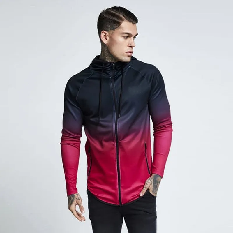Новая спортивная куртка для мужчин быстросохнущие толстовки с длинными рукавами Фитнес футболка для бодибилдинга мужские тренировочные толстовки спортивная куртка - Цвет: purple