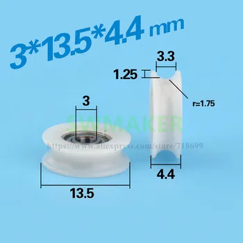 

3*13.5*4.4mm, rope, wire pulley, U groove, plastic bearing pulley, POM