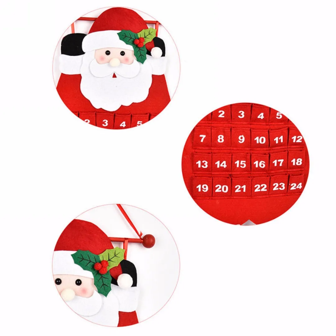 2018 Newest Christmas Advent Calendar Craft Santa Claus Snowman Hanging Decor Christmas Pendant Ornament