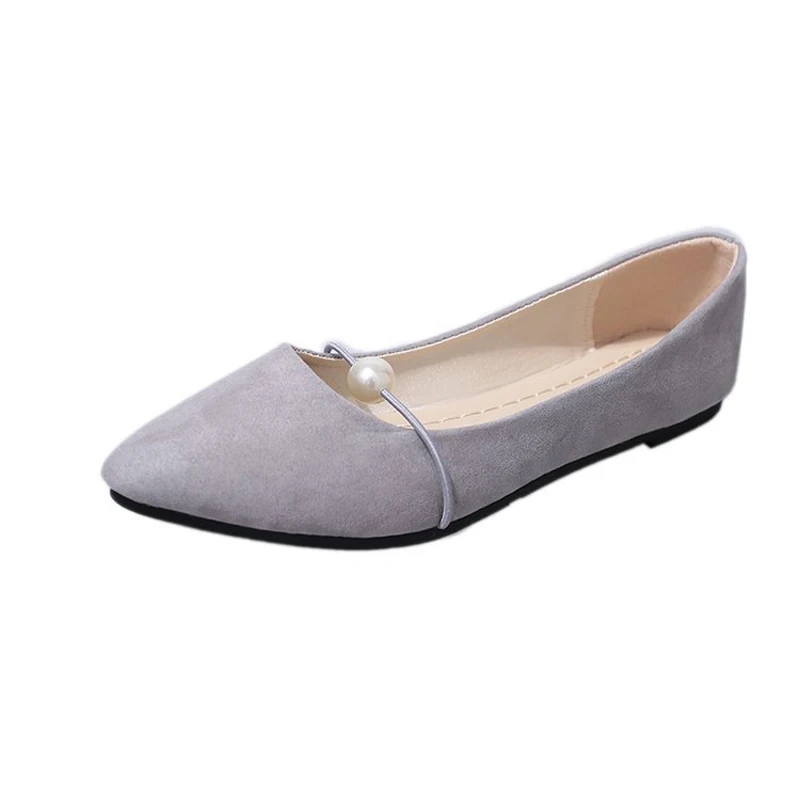 

VOGELLIA New Women Flock Leather Flats Boat Shoes Fashion Basic Solid Pointy Toe Ballerina Ballet Flat Female Slip On Shoes