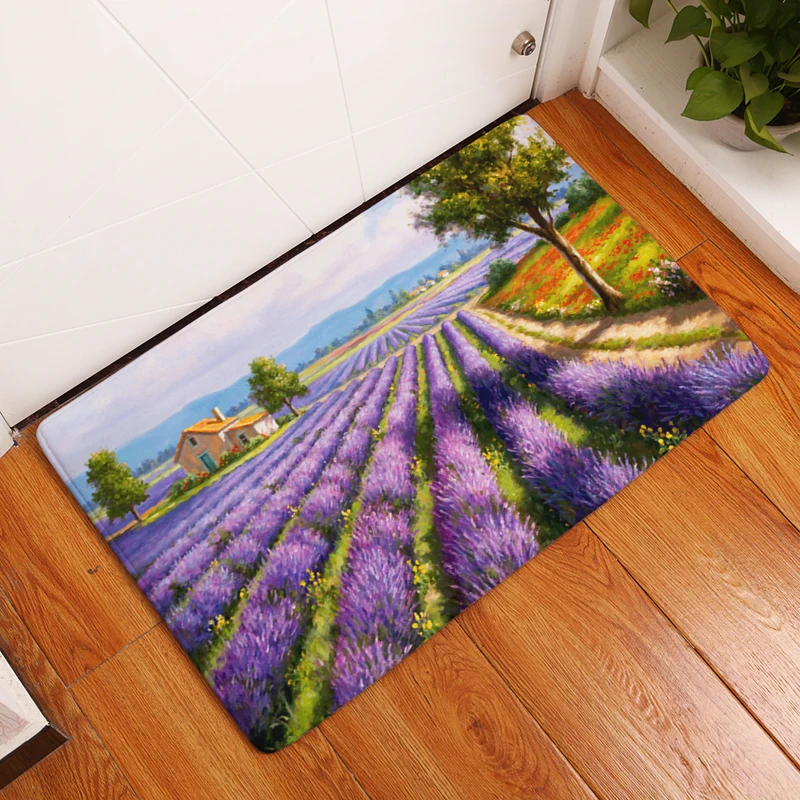 

Retro Style Creative Painting Print Carpets Anti-slip Floor Mat Outdoor Rugs Beautiful Countryside Scenery View Front Door Mats