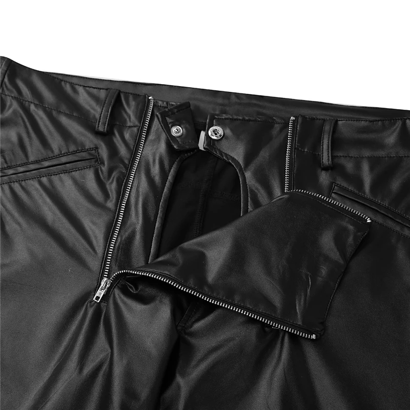 New Fashion Men Sexy Faux Leather Underwear Guy Male Low Waist Zipper Clubwear Jockstrap Fitness Pants Erotic Gay Lingerie
