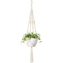 CSS вешалки для макраме для растений, подвесные корзины для растений, хлопковые веревки с бусинами, 4 ножки, 90 см