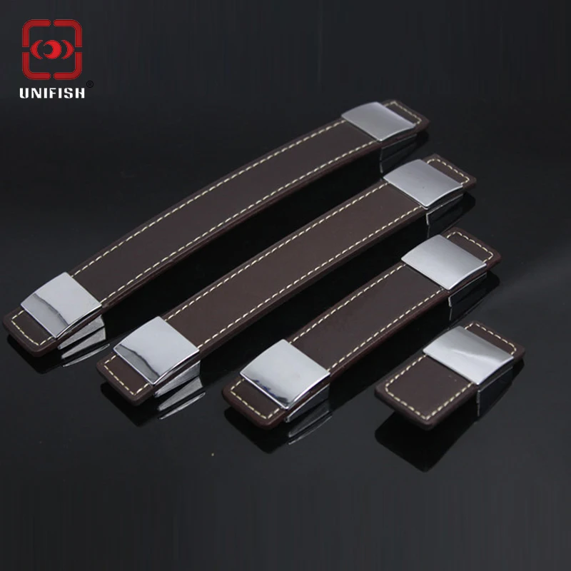 High quality Leather Zinc alloy single door handle furniture knob cabinet pull drawer handle ...