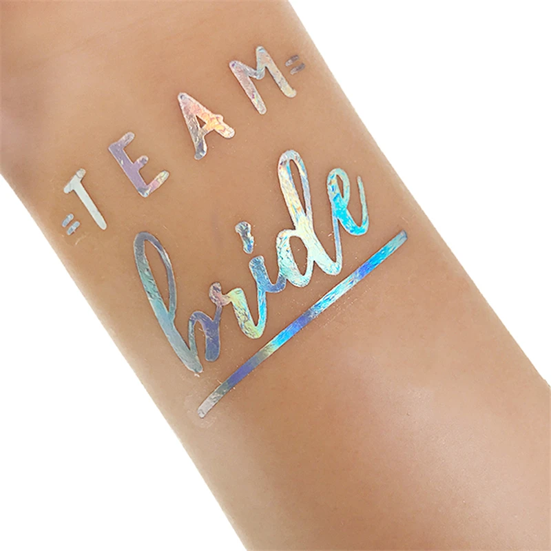 Бесплатная доставка 5 шт. радужные серебряные временные тату наклейки для