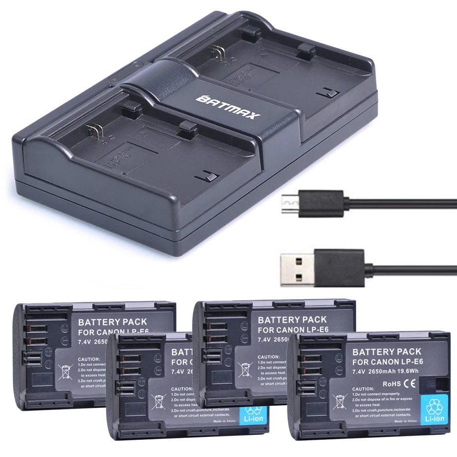 Canon s/érie EOS list/és ci-Dessous Lemix LPE6 Chargeur USB Ultra Mince pour Batteries Canon LP-E6 // LP-E6N pour appareils