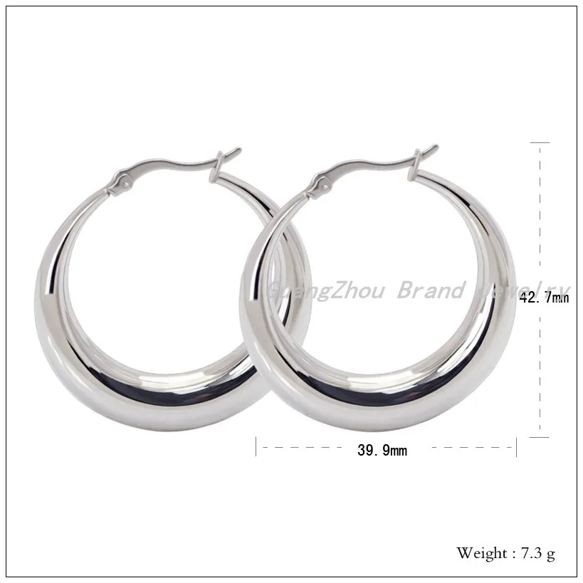

39.9mm*42.7mm Fashion Jewelry 316L Stainless Steel Silver Smooth Women's Girl's Round Hoop Earrings,High Quality Lowest Price