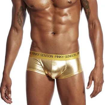 

Snake Skin Leather Sexy Mens Underwear Boxers Brand Open Front Crotchless Boxer Shorts Men U Convex Low Waist Male Underpants