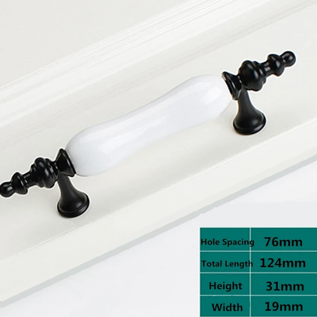 Buy Black/White Door Handles Country Style Ceramic