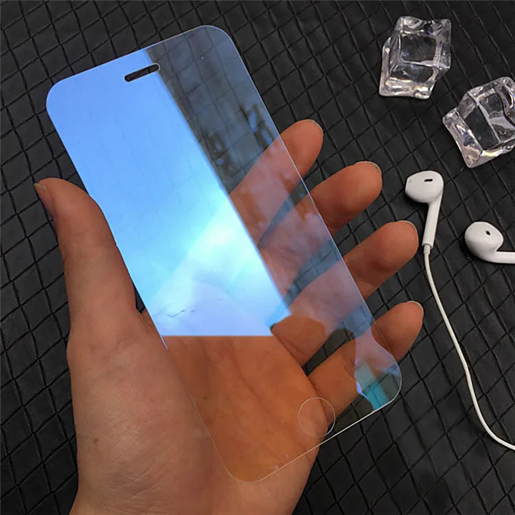 Красочная зеркальная защита экрана из закаленного стекла для iPhone 7 Plus 8 6 6S 5 5S SE 5C XS 11Pro полное покрытие 9H защитная пленка - Цвет: Blue