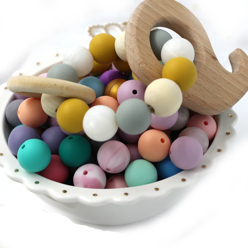 

10pc 15mm Size Round Teething Silicone Beads For Baby Teether DIY Making Silicone Teether Beads Baby Care T0320