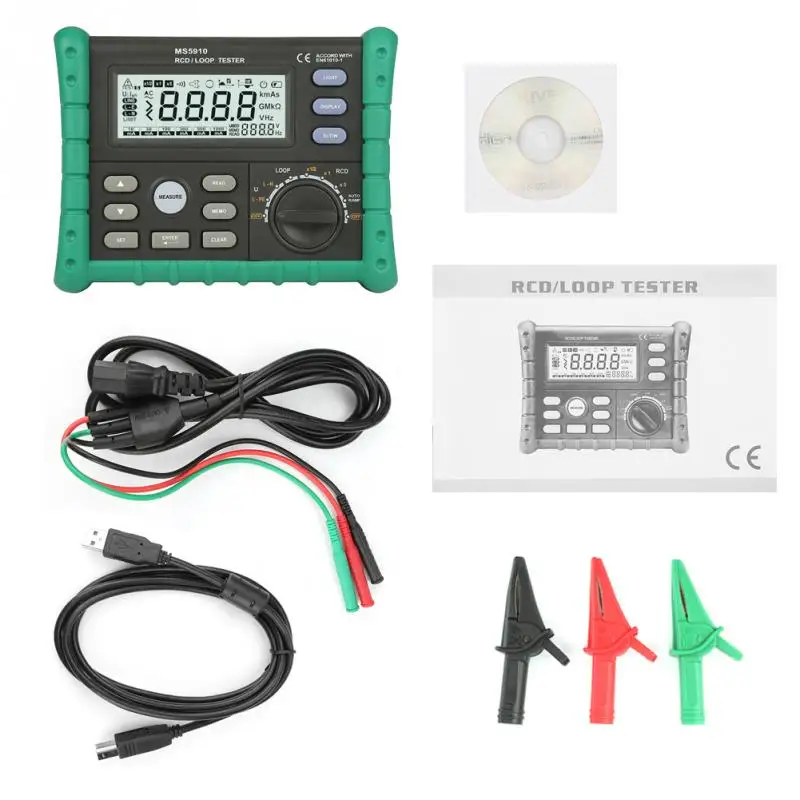 

New Leakage Switch Tester MS5910 RCD/Loop Resistance Tester Circuit Trip-out Current Time Detector with USB Interface