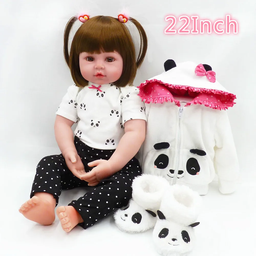 

New Arrival 22 Inch Soft Silicone Reborn Realistic Baby Girl Doll Newborn Princess Bonecas Playmate Gift For Kid Christmas Toys