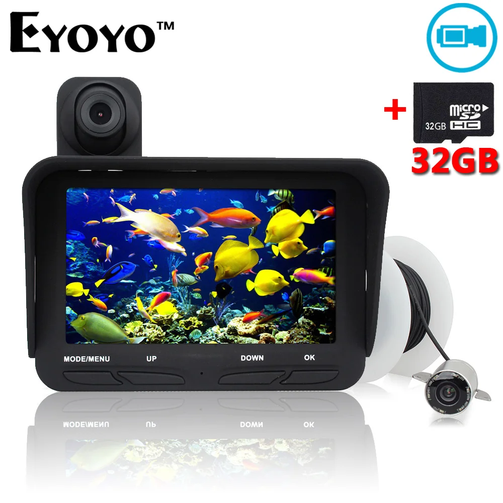 Eyoyo 20m Professional Night Vision Underwater Fishing Camera Fish Finder DVR Video Infrared LED+Overwater Camera Free 32GB Card camera : image Eyoyo 20m Professional Night Vision Underwater Fishing Camera Fish Finder DVR Video Infrared LED+Overwater Camera Free 32GB Card camera