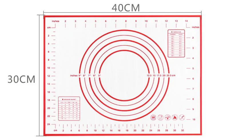 ERMAKOVA силиконовый коврик для выпечки толстый нескользящий лист с измерениями BPA Бесплатный тостер для духовки помадка пирог печенье макарон коврик