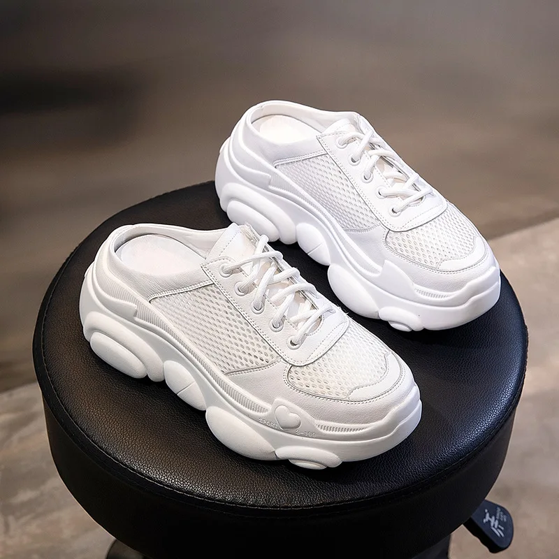 

2019 summer new style simple simple solid color thick sole casual shoes women comfortable versatile mesh breathable flat shoes