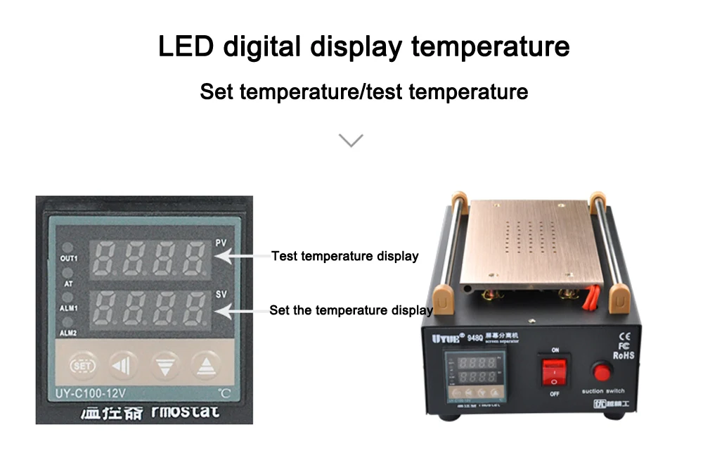 UYUE " дюймовый встроенный вакуумный насос с ЖК-сенсорным экраном, устройство для подогрева, сепаратор для ремонта телефона