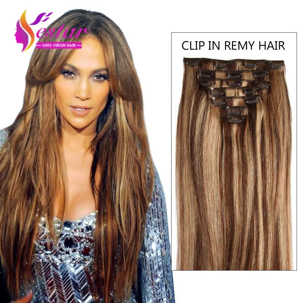 Full Head Clip In Human Hair Extensions Brazilian Straight Hair