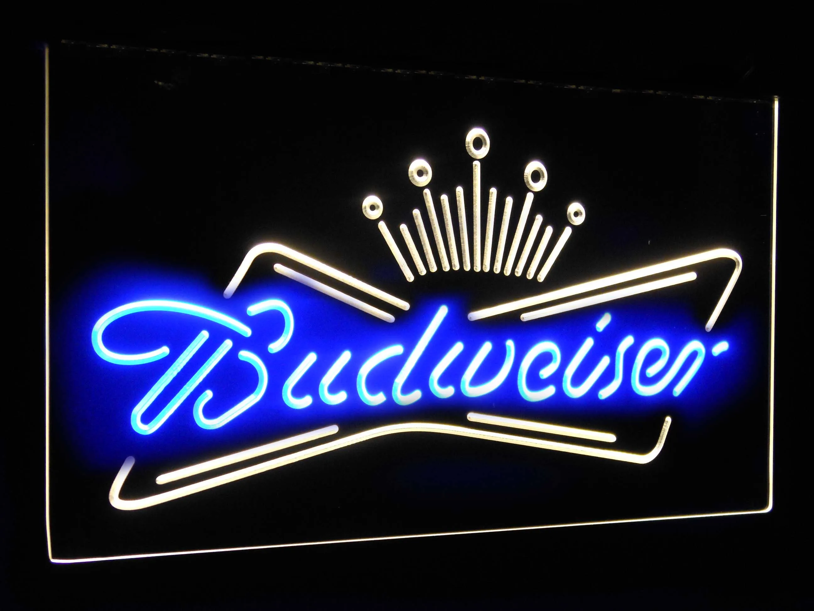 Budweiser King пивной бар украшения подарок двойной цвет светодиодный неоновый светильник вывески st6-a2005 - Цвет: Blue and Yellow