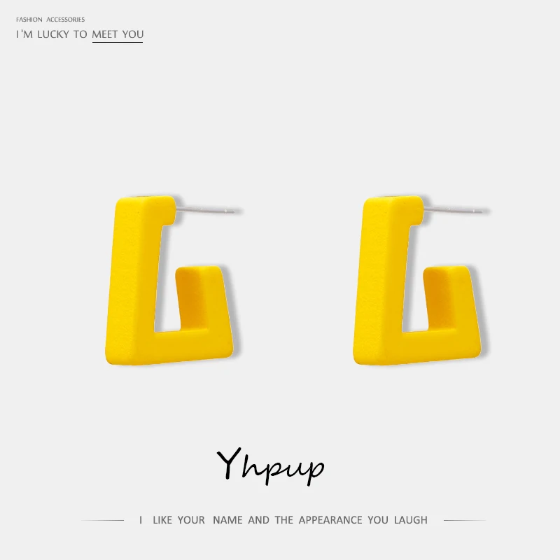 

Yhpup Fashion Brand Resin Acrylic Tiny Colorful Stud Earrings Sweet Popular Candy Color Summer Brincos for Women Party Jewelry