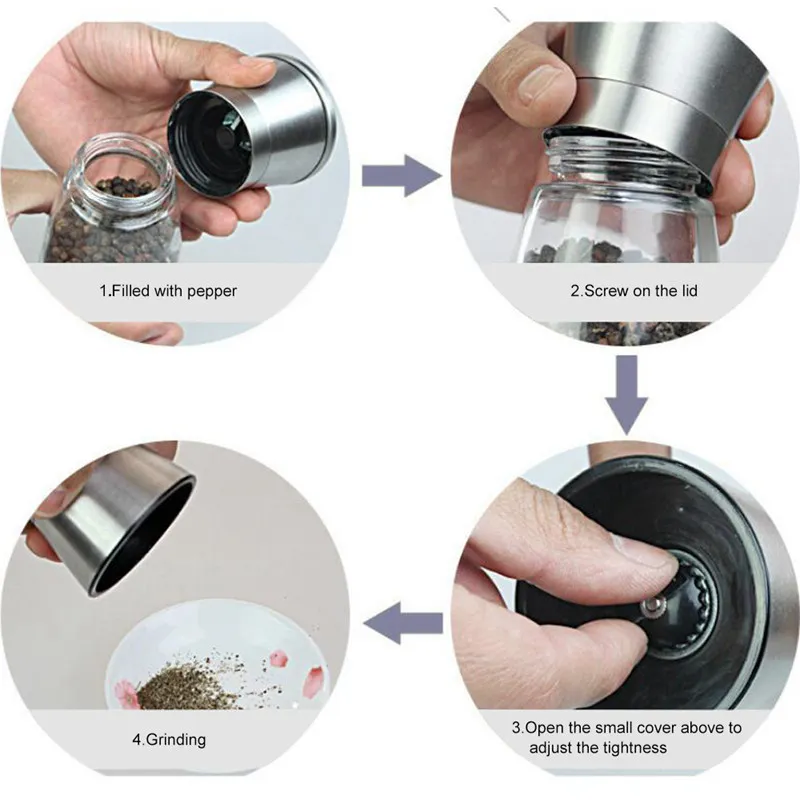 Kitchen Tools Pepper grinder Stainless steel ABS ceramic grinding core Kitchen tool salt and garlic pepper Kitchen accessories (3)