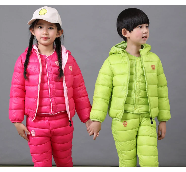 Детский комплект, комплекты одежды для мальчиков и девочек зимняя От 1 до 7 лет хлопковая куртка-пуховик+ брюки водонепроницаемый теплый зимний комплект одежды для детей 2/3 предмета