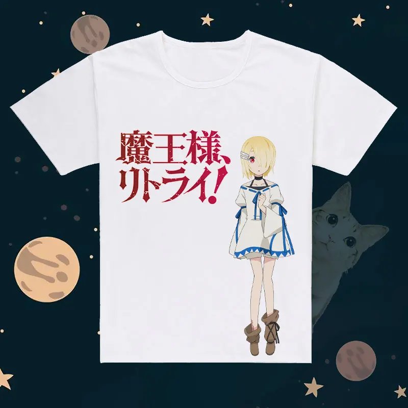 

2019 New Anime Maou-sama Retry Cosplay T Shirt Ark Cartoon Summer T-Shirt Janpanese Anime Top Tee Halloween Cosplay Costume