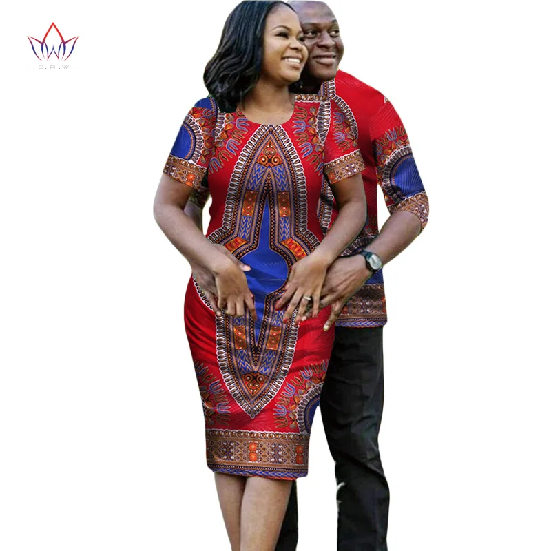

African Dresses for Women Couple Clothes for Lovers Short Sleeve Dashiki Men African Dresses for Women in African Clothing WYQ19