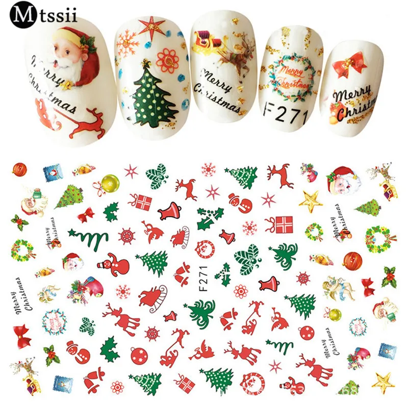 

Mtssii 1 sheet Christmas 3D Nail Art Stickers Snowflake Nail Sticker Adhesive Nail Decals Xmas Snowman Nail Stickers