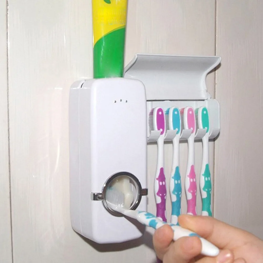 

Bathroom Accessories Tooth Brush Holder Automatic Toothpaste Dispenser Holder Toothbrush Wall Mount Rack Bathroom Set Hot A3071