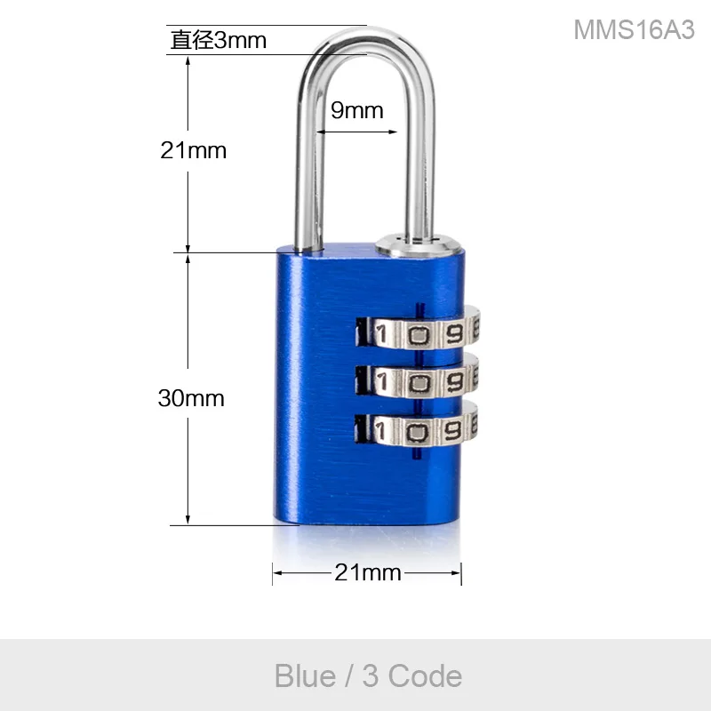 Можно установить свой собственный замок с паролем для секретного блокнота маленькая мебель ящик для шкафа чемодан сумка для хранения значный кодовый замок - Цвет: 3 Digit Blue