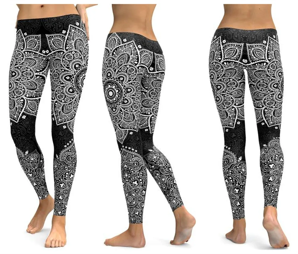 LI-FI Mandala Fitness Yoga Pants Women Sports Leggings Workout Hot Running Leggings Sexy Push Up Gym Wear Elastic Slim Pants