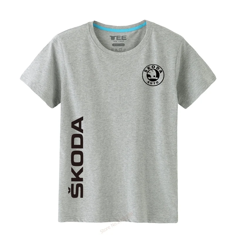 Дизайн Летняя одежда Skoda авто футболки и топы для мужчин обычная Однотонная футболка Топы