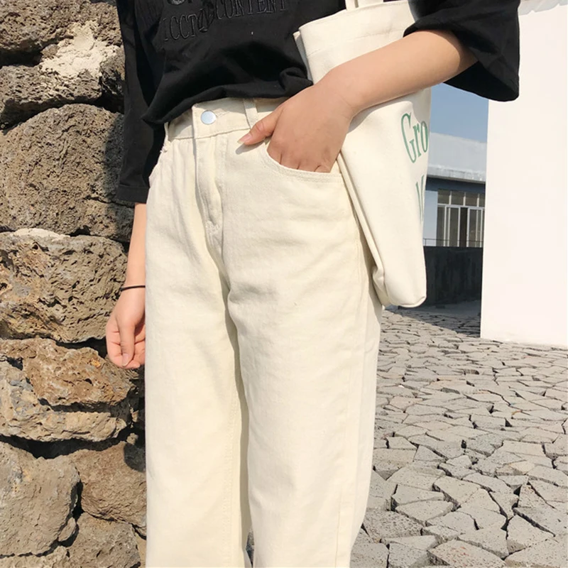 Брюки женские 2018 однотонные простые универсальные прямые карманы для отдыха брюки женские с высокой талией Harajuku корейские брюки Ulzzang Chic