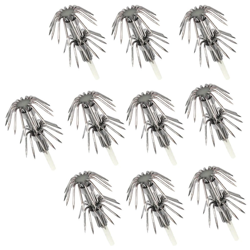 10pcs Stainless Steel Squid Jig Hooks Sea Fishing Hooks Glow in Dark Fishhooks DIY Umbrella Hook DIY Umbrella Hook