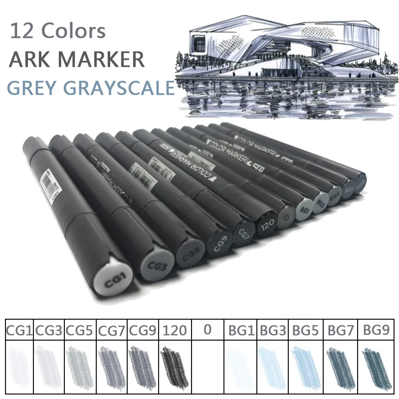 Buy STA 12 Colors Cool Grey Marker Pens set Grayscale