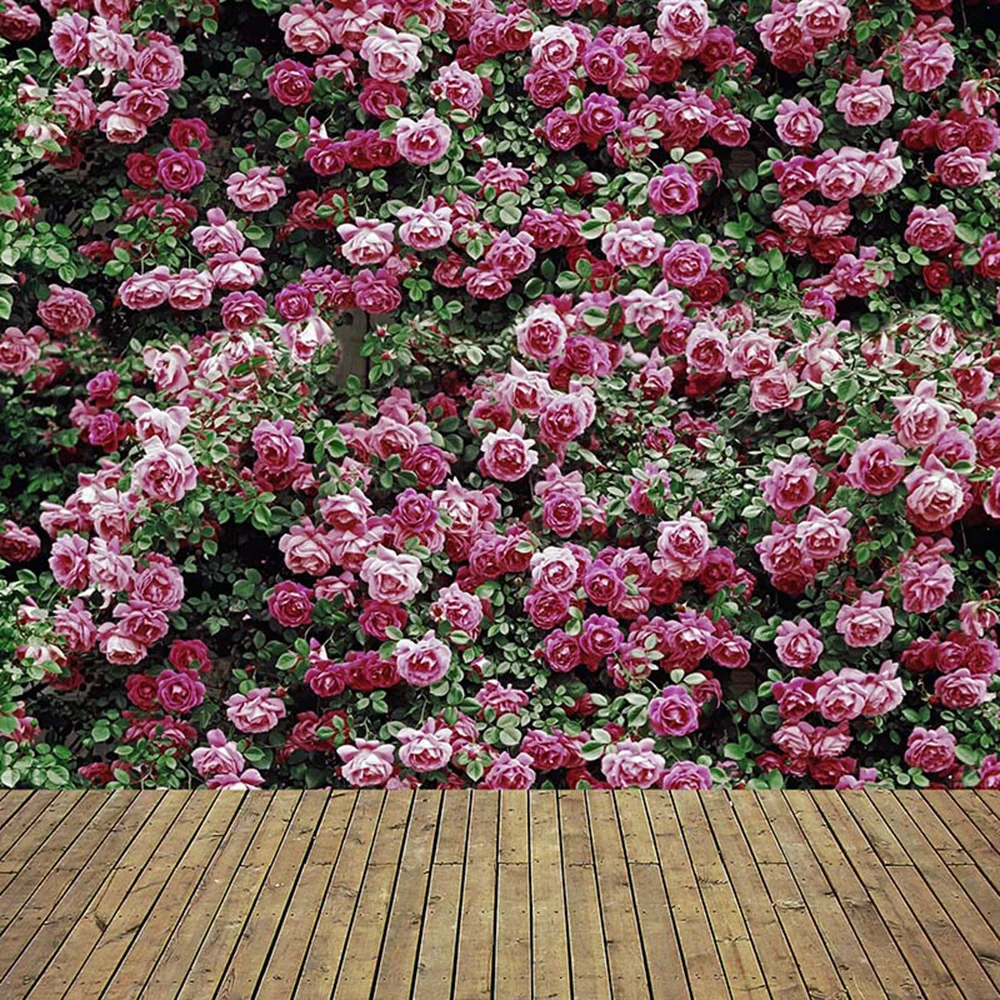 Фон для фотосъемки с цветком фиолетовая Роза зелеными листьями 5x7ft винтажный