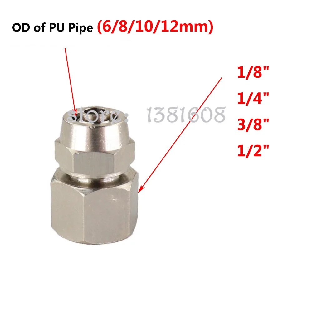 1PC PCF Pneumatic Parts 1/8" 1/4" 3/8" 3/4" 1/2" Female Thread Air Hose Quick Joint Coupler Connector for 6~12mm OD PU Pipe