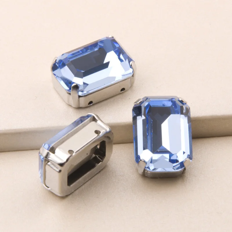 YANRUO #4610 все размеры Light Sapphire Octagon Кристалл пришить камни Strass указал назад Стекло