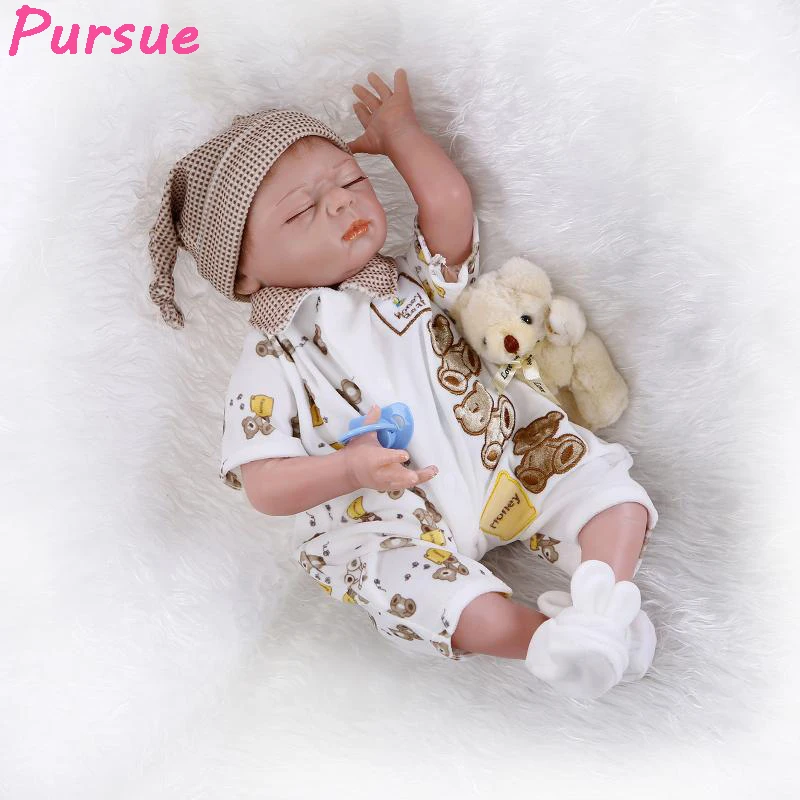 Pursue 22 inch Sleeping Reborn Babies Doll Baby Real Silicone Baby Dolls for Girls Reborn Toddler Dolls bebe reborn menino doll