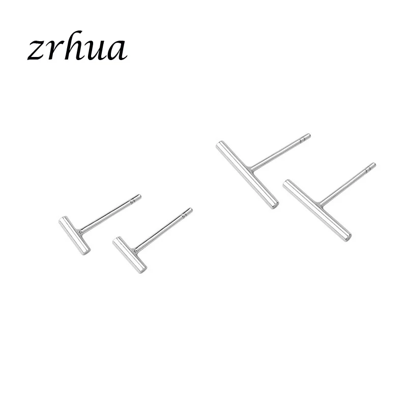 Простые серьги гвоздики ZRHUA Европейского типа серебристые ювелирные изделия для