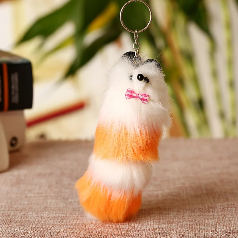 Cute Small Faux Fur Little Fox Plush Toys Animal Key Bag Pendants Dolls Gift 10pcslot 13cm Random Color (6)